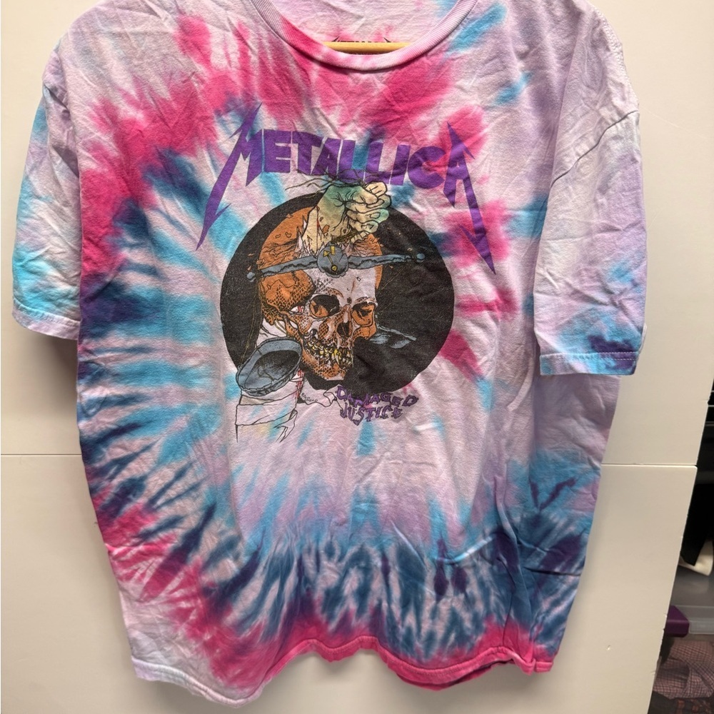 Metallica Tie-Dye Graphic Tee — Pink, Blue & Purple